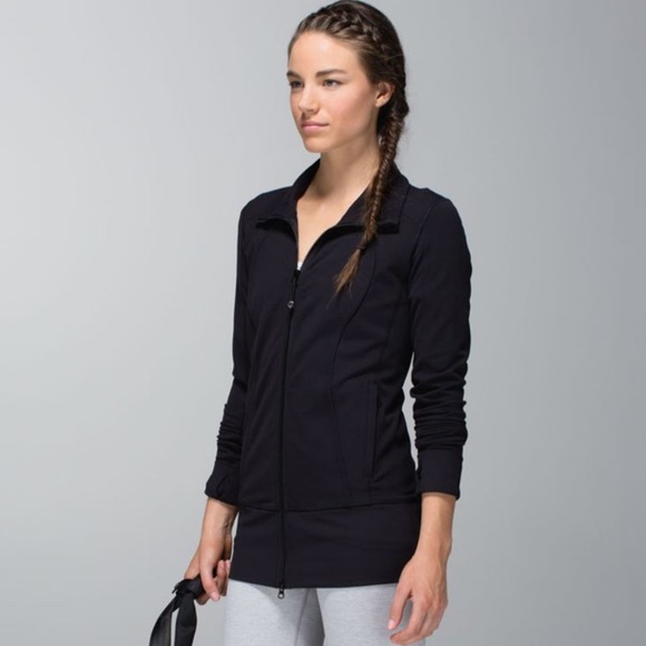 Lululemon Nice Asana Jacket Double Zipper Full Zip Size 2 Black Lion Full Length - Picture 11 of 12